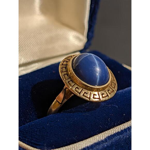 Vintage 14K Gold Solitaire Ring Star Sapphire - Sz 8.25 - Picture 2 of 5